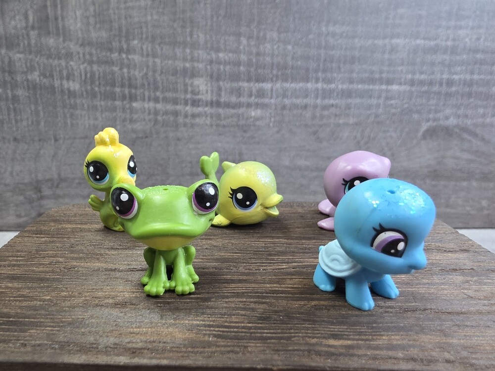 LPS Littlest Pet Shop Green Glitter Frog Purple Eyes Aquatic Lot Lemonglow g58